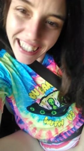 PinkMoonLust from ONLYFANS is Hippie Slut in Passenger Seat of Car Showing HAIRY Pussy in Public