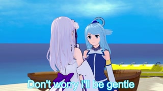 Aqua and Emilia having fun in the real world! (3d Hentai) (Isekai Quartet) (Konosuba) (Re:Zero)