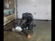 gasmasked frogman humping captured jock dummy in his flooded lair