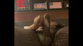 Black shemale patravontesse strokes her big black cock