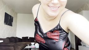 Busty blonde closeup play with big dildo and lick your screen