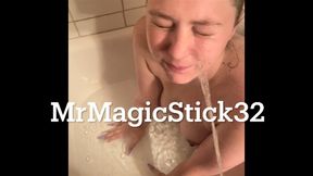 MrMagicStick32 gives pregnant white girl golden shower