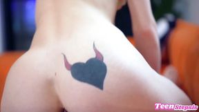 Hairy pussy stepsis Shrooms Q does the splits on cock