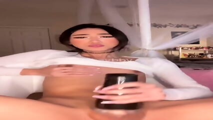 Pretty little asian sissy and her toy for her little cock