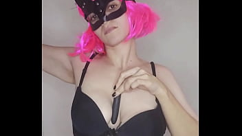 Be tempted by my tits and kitty mask as I pleasure myself