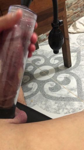 At My House Pulling My Penis Until All the Milk Comes Out