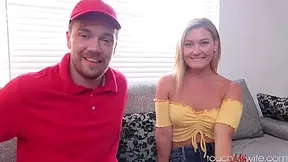 Pizza Delivery Man Fucks While Cuckold Husband Watches With Addison Lee