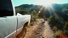 Cute Skinny Blonde Gets Fucked Standing up by the Side of the Road
