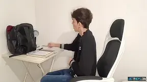 Henry Evans - Cute Cums On His Homework While Jerking Solo