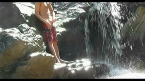Guy Masturbates Outdoors By Waterfall In Hot Solo Gay Action