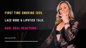 First Time Smoking 120s | Deep Drag Experience & Honest Comparison Talk | Glam Blonde Lace Session - Miss Lulu Leather - MP4 HD