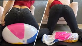 Hot Sit2Pop Action - Sabina Blows & Pops Her Beachball