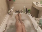 Showing off my sexy long skinny feet and legs while taking a bubble bath
