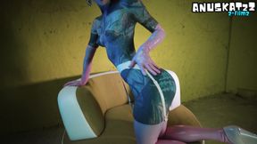 Tattooed Latex Babe, Self DP with Huge Toys, Moaning Orgasms