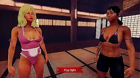 Faye Battles Dela Naked in Steamy 3D Fight.Scene