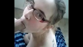 sexy girl in glasses blowjob