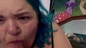 Deep throating dildo and wet af