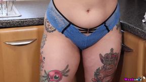 Pretty Dolly Strips In The Kitchen To Let You Watch Her Play