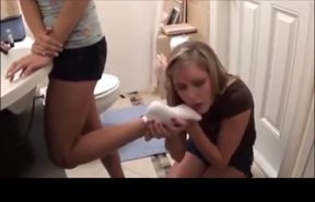 Sock sniffing in the restroom