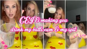 Latex Mistress Makes you drink cum and spit