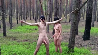 Roman gets tied up and spanked with nettles in the middle of a forest! (Trailer)