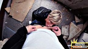 German amateur MILF POV fucked in abandoned building