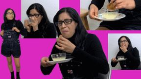 eRica drinks a bowl of defrosted cum for buying expensive overalls!