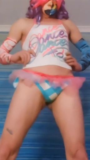 Playing in My Tiny Blue Bikini Pants and Tutu