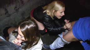 Sisters fuck two big cocks for Xmas