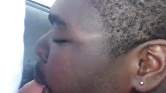 Chubby Black Guy Sucks White Daddy Cock in Public Parking Lot