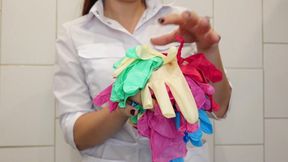 Trying on 6 pairs of examination gloves