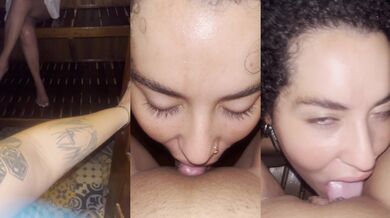 Cheating milf makes CUM in the mouth of a horny lesbian in the SAUNA