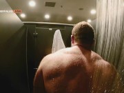 Two Powerlifting Jocks Jerk in Change Room Showers