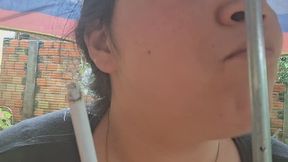 smoking outdoors in the rain pov
