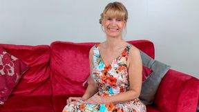 Naughty British housewife undresses and plays with her pussy