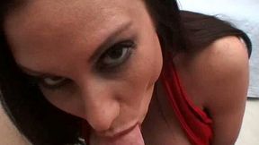 Sexy brunette in red bikini Sheila Marie sucks tasty dick of Mike Andiano