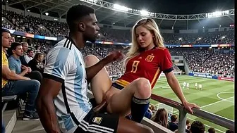 WOW Sexy! (( " ARGENTINA fuck SPAIN " )) Final World Cup... in Public! Who wins? Answer in the comments! "Interracial"(IA)