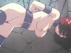 Chained hentai gets dildoed ass and wetpussy