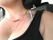 Nerdy Milf Smoking Cigarettes Showing Cleavage In Truck