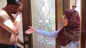 Arab teen in hijab Nadia Ali is tempted to try a huge neighbor's cock