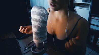 French ASMR with big natural tits and hot moans from her mouth