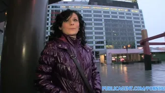 Brunette in tight white jeans gets fucked hard in a hotel room