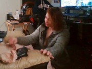 Heather Kane Milks in College Dorm wearing Gray Northface!