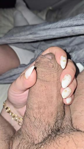 Widow step mom handjob step son dick after her husband funerals