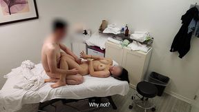 a gorgeous japanese waitress who was like  no, no, no, i have a boyfriend  when her massage therapist was about to fuck her pussy, but she finished her massage with a big smile on her face *full video