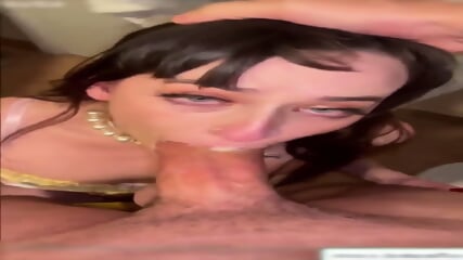 Bitch brunette with blue eyes make deepthroat