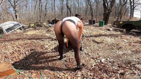 Thigh-High Bodysuit and Pantyhose - Outdoors Work