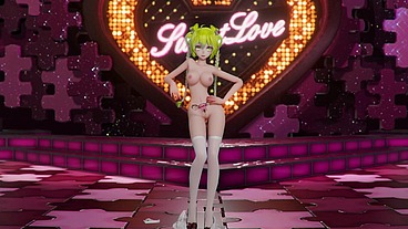 Hatsune Miku Shake It Hentai Vocaloid Undressing Dance Tatto White Socks Mmd 3D Blonde Hair