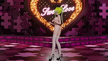 Hatsune Miku Shake It Hentai Vocaloid Undressing Dance Tatto White Socks Mmd 3D Blonde Hair