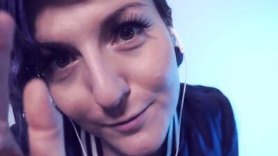 Short haired MILF gives some jerk off instructions and licks the camera
